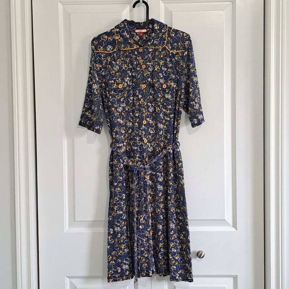 Joe Browns Blue + Yellow Mid Sleeve Dress
